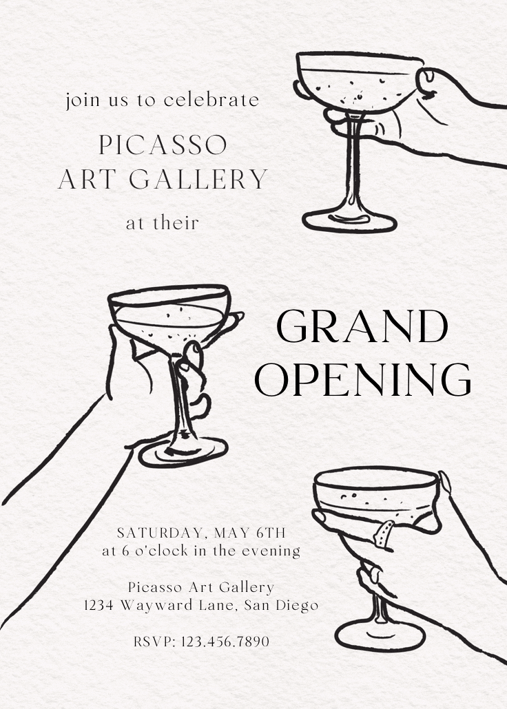 Glass of rosé - grand opening invitation